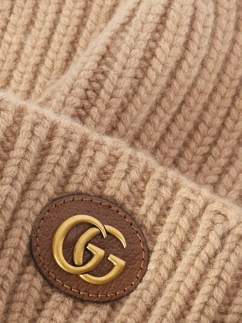 Gucci Victor Appliquéd Ribbed Wool And Cashmere-blend Beanie | Thumbnail 3