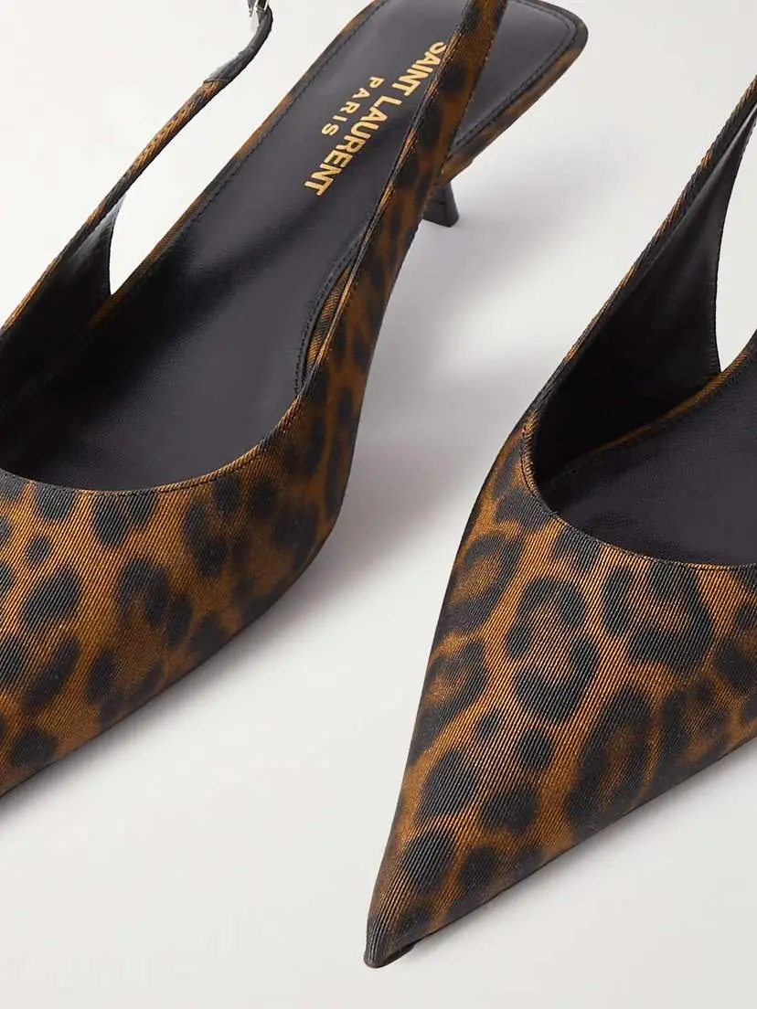 Saint Laurent Cherish Leopard-print Grosgrain Slingback Pumps | Thumbnail 4 Saint Laurent Cherish Leopard-print Grosgrain Slingback Pumps | Thumbnail 4
