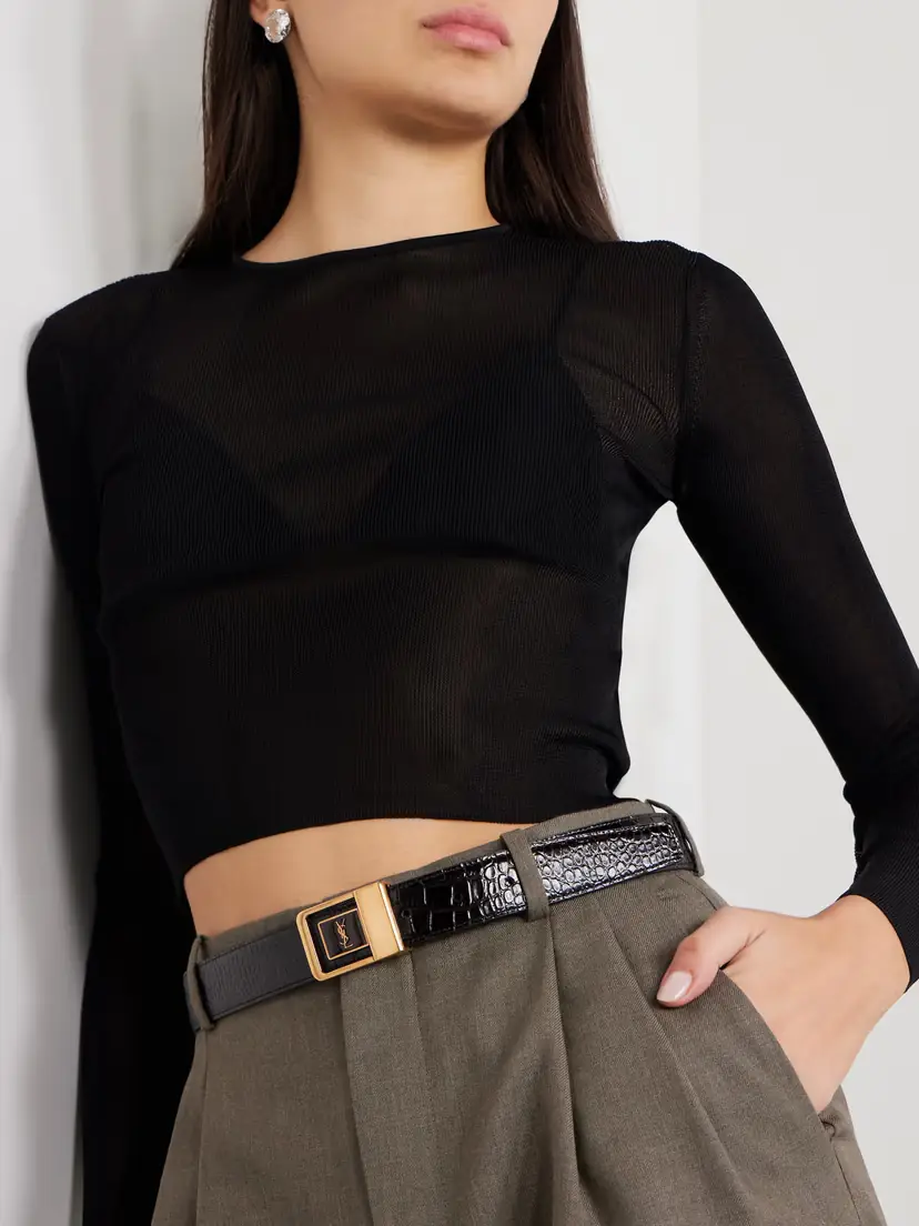 Saint Laurent Croc-effect Leather Belt | Thumbnail 2 Saint Laurent Croc-effect Leather Belt | Thumbnail 2