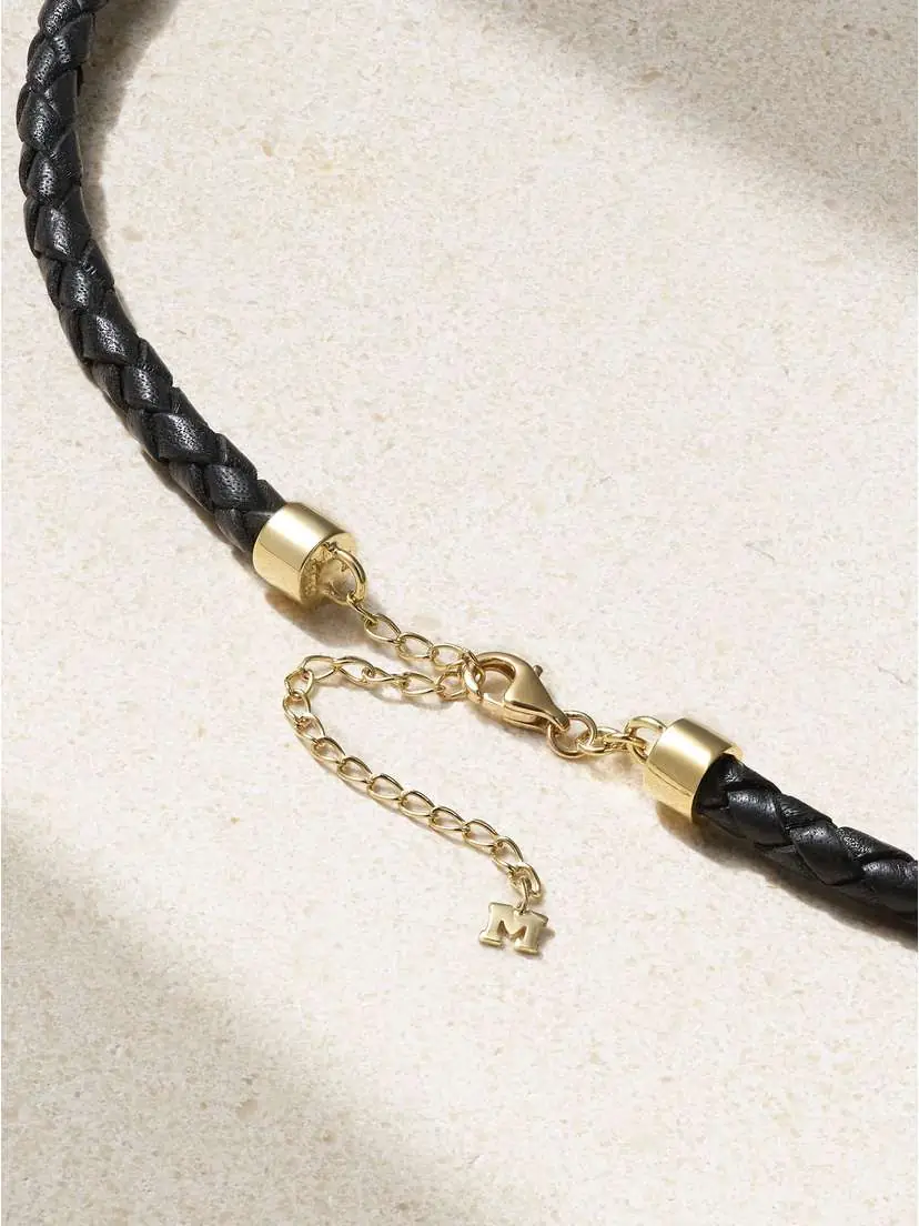 Mateo Water Droplet Leather And 14-karat Gold Necklace | Thumbnail 3