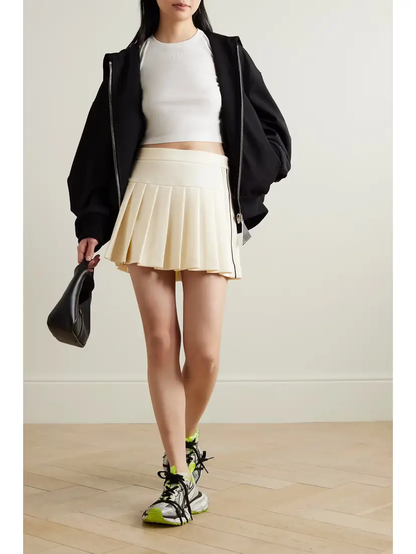 Palm Angels Pleated Crepe Tennis Skirt | Thumbnail 2