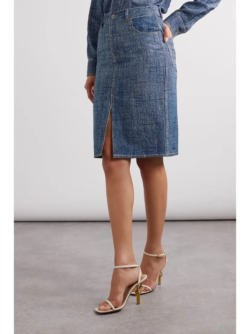 Bottega Veneta Denim-effect Woven Midi Skirt | Thumbnail 3
