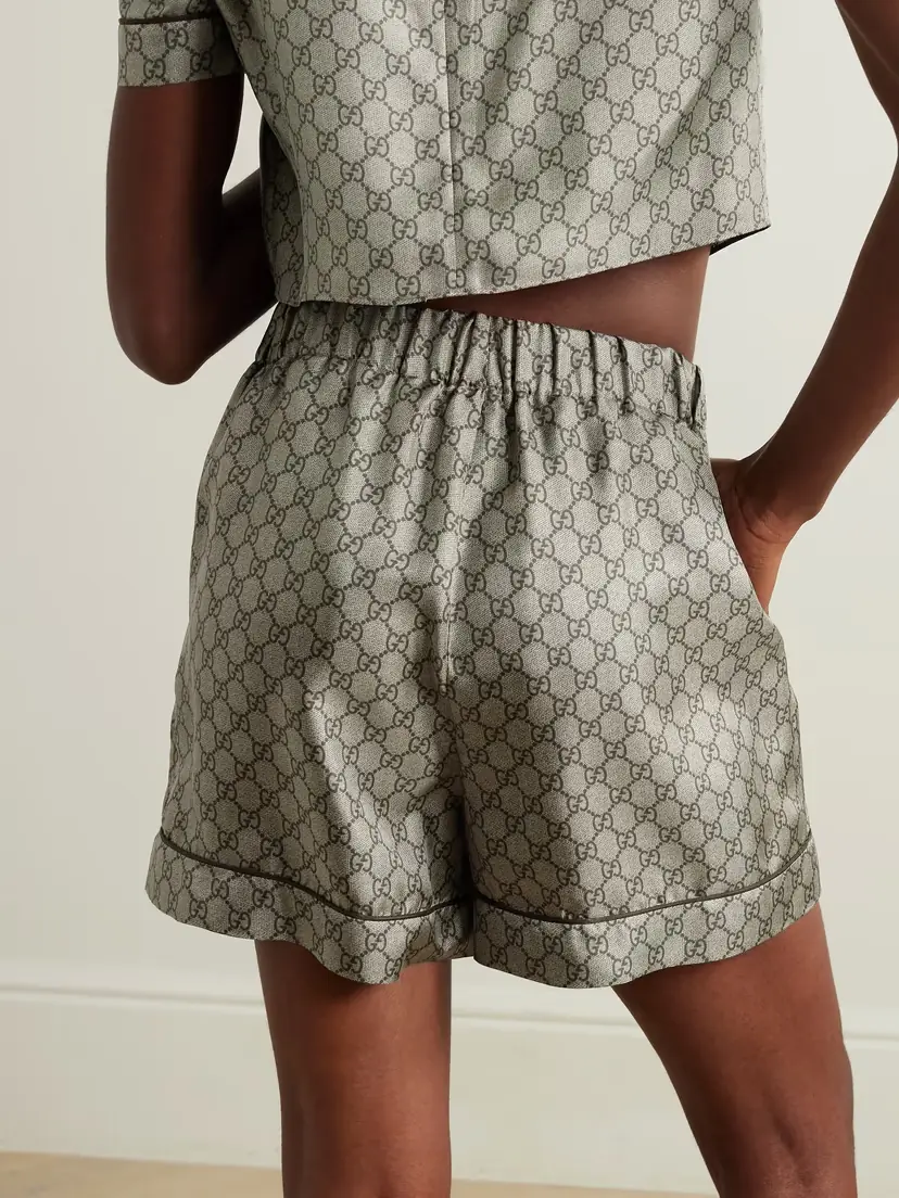 Gucci Gg Supreme Printed Silk-twill Shorts | Thumbnail 3 Gucci Gg Supreme Printed Silk-twill Shorts | Thumbnail 3