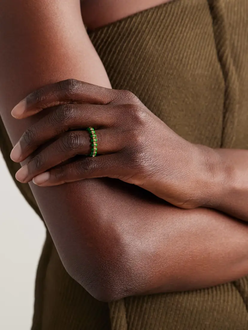 L’Atelier Nawbar Atoms 18-karat Gold Diamond And Enamel Ring - Green | Thumbnail 2 L’Atelier Nawbar Atoms 18-karat Gold Diamond And Enamel Ring - Green | Thumbnail 2