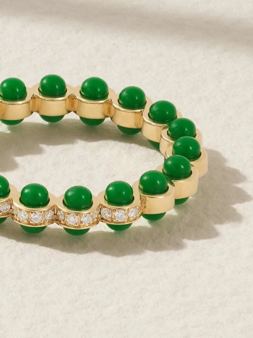 L’Atelier Nawbar Atoms 18-karat Gold Diamond And Enamel Ring - Green | Thumbnail 3 L’Atelier Nawbar Atoms 18-karat Gold Diamond And Enamel Ring - Green | Thumbnail 3