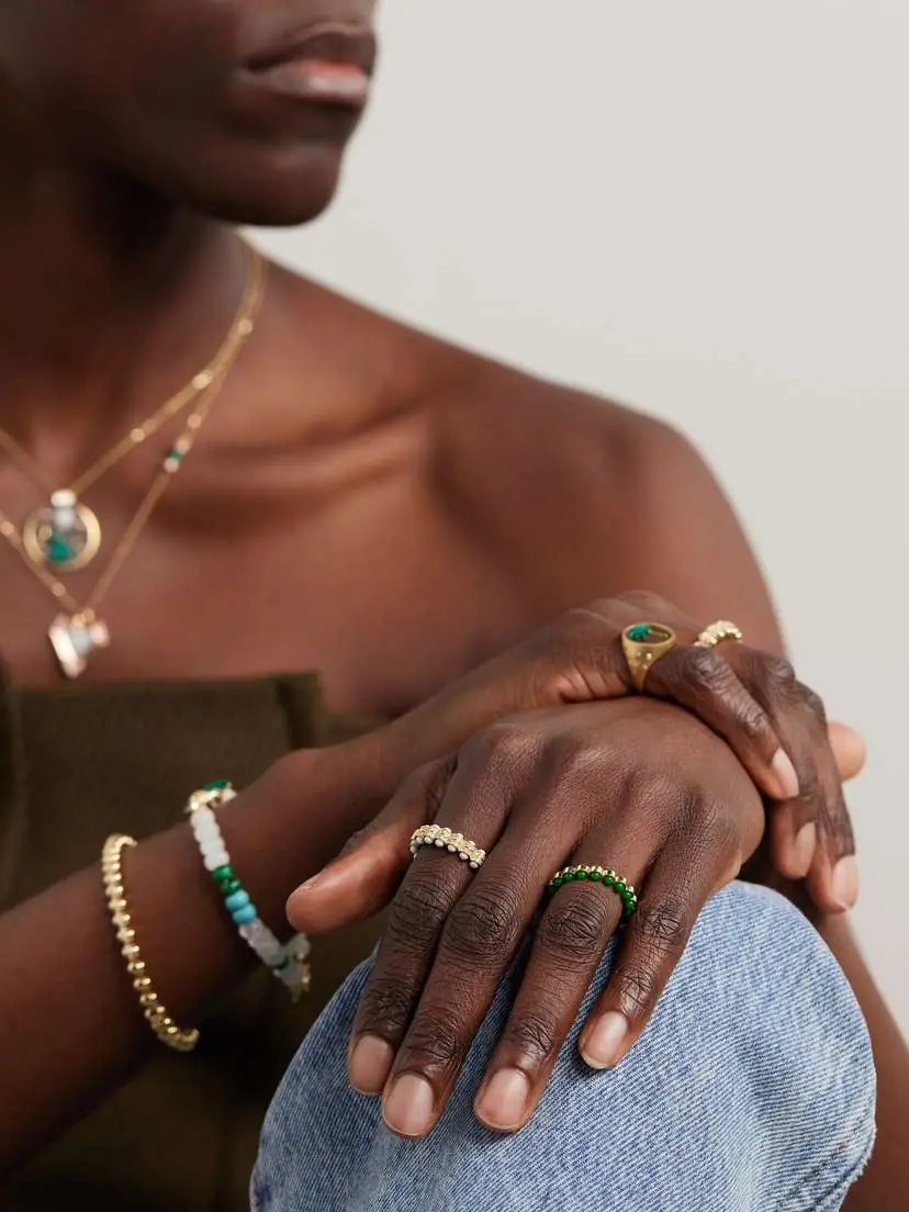 L’Atelier Nawbar Atoms 18-karat Gold Diamond And Enamel Ring - Green | Thumbnail 4 L’Atelier Nawbar Atoms 18-karat Gold Diamond And Enamel Ring - Green | Thumbnail 4