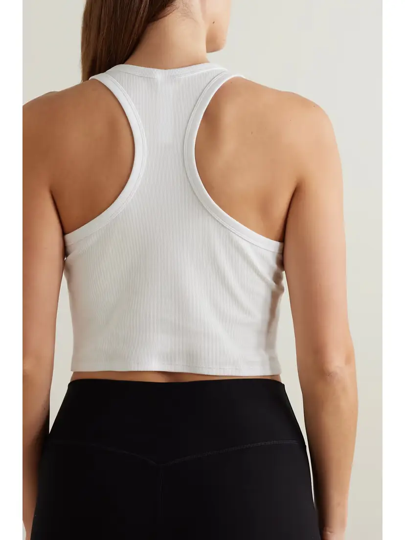Alo Yoga Aspire Cropped Ribbed Cotton-blend Jersey Tank | Thumbnail 4 Alo Yoga Aspire Cropped Ribbed Cotton-blend Jersey Tank | Thumbnail 4