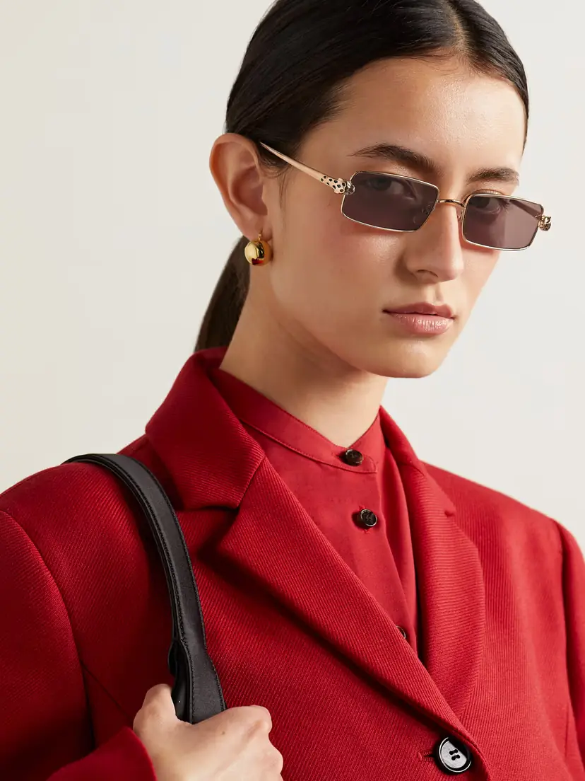Cartier Eyewear Panthère Rectangular-frame Crystal-embellished Gold-tone Sunglasses | Thumbnail 2 Cartier Eyewear Panthère Rectangular-frame Crystal-embellished Gold-tone Sunglasses | Thumbnail 2