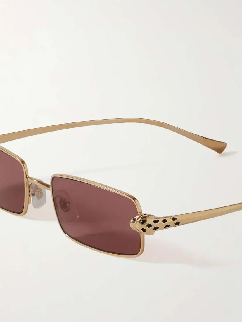 Cartier Eyewear Panthère Rectangular-frame Crystal-embellished Gold-tone Sunglasses | Thumbnail 4 Cartier Eyewear Panthère Rectangular-frame Crystal-embellished Gold-tone Sunglasses | Thumbnail 4