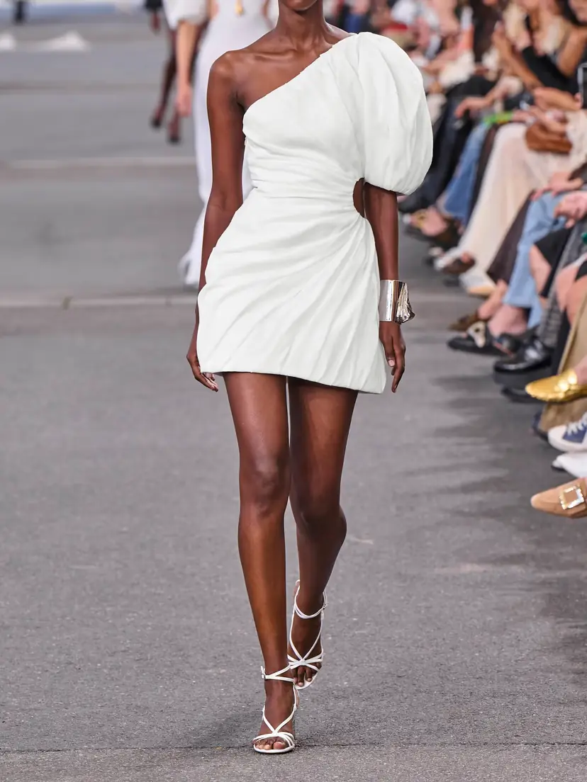 Chloé One-shoulder Cut-out Gathered Ramie Mini Dress | Thumbnail 4