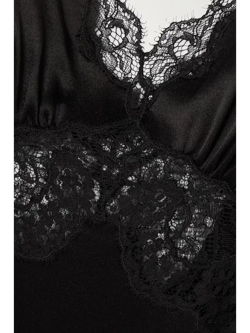Saint Laurent Lace-trimmed Silk-satin Dress | Thumbnail 4 Saint Laurent Lace-trimmed Silk-satin Dress | Thumbnail 4
