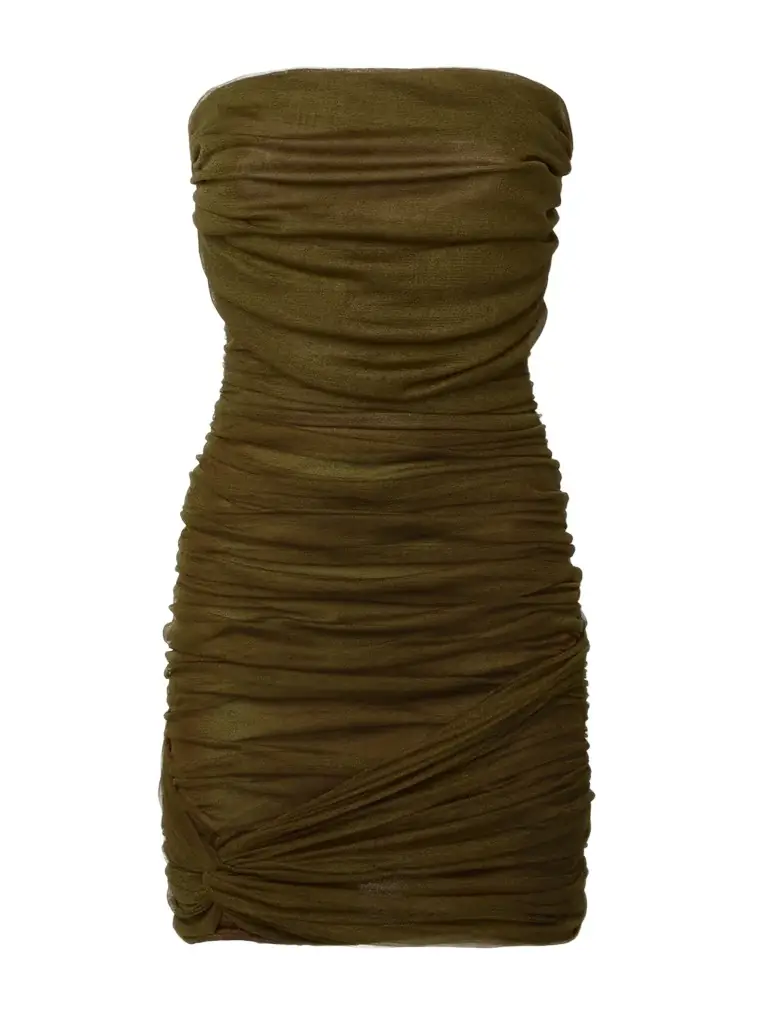 Ruched Silk-blend Mini Dress
