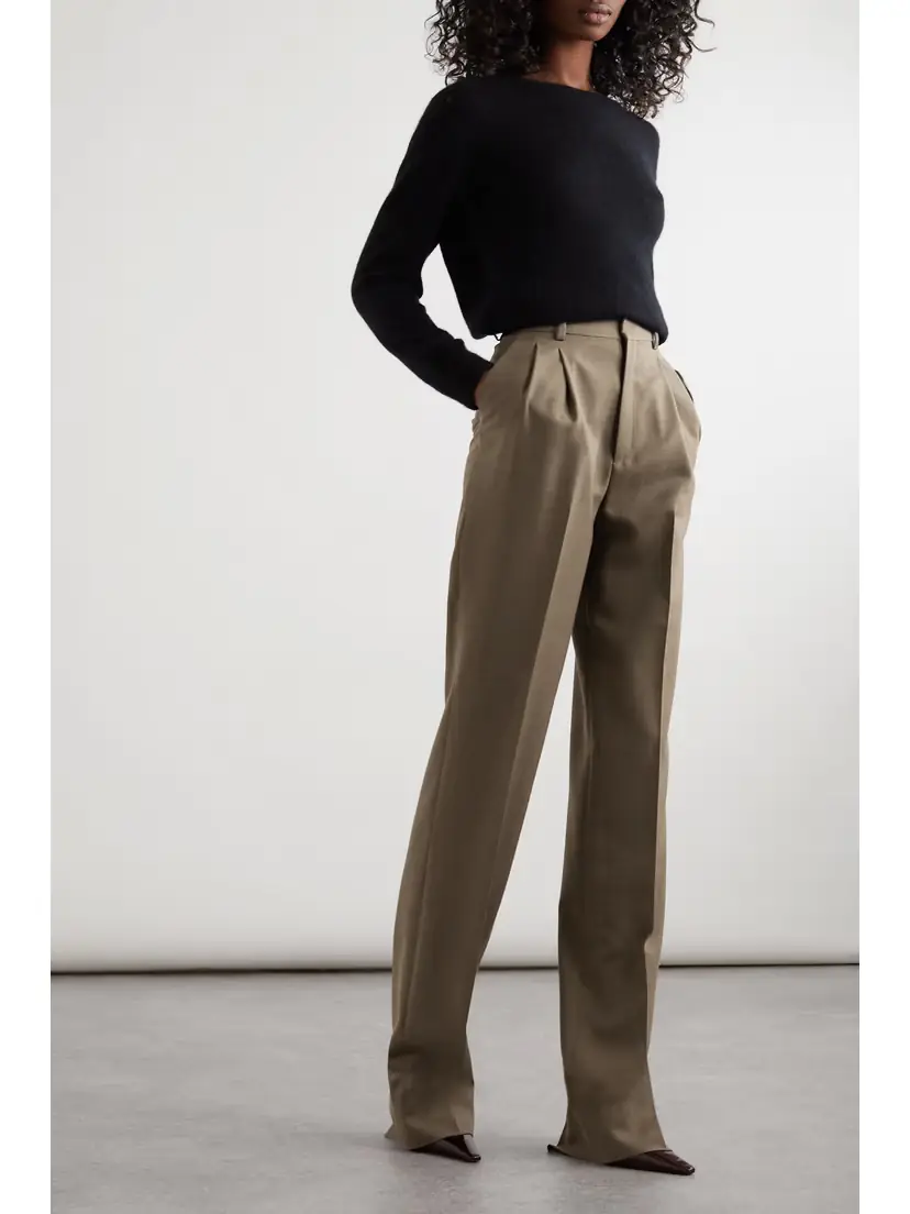 Saint Laurent Pleated Wool-twill Straight-leg Pants | Thumbnail 2 Saint Laurent Pleated Wool-twill Straight-leg Pants | Thumbnail 2