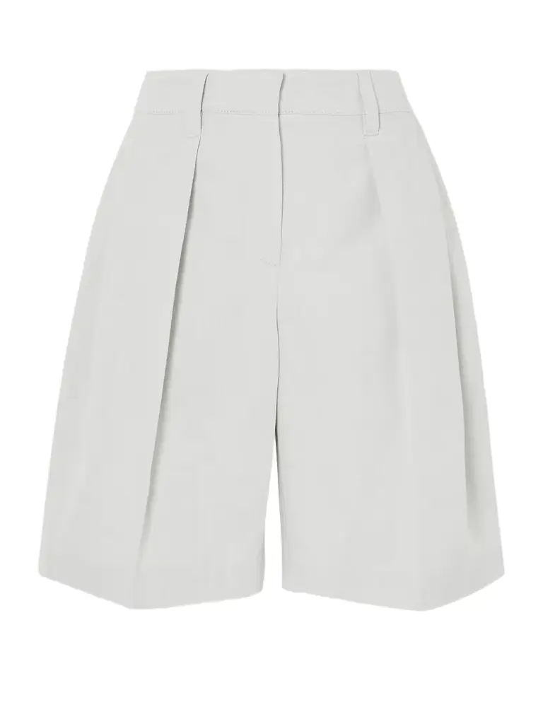 Pleated Cotton And Linen-blend Twill Shorts