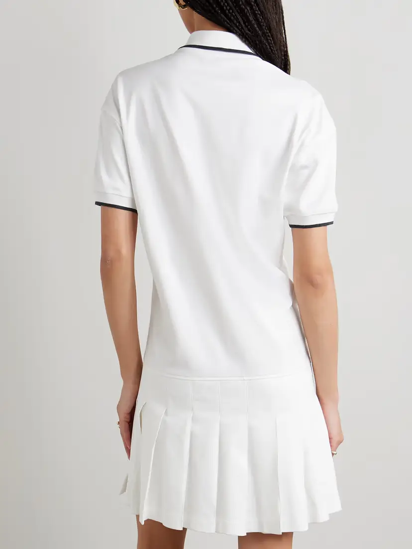 Brunello Cucinelli Tennis Pleated Embroidered Cotton-jersey Mini Dress | Thumbnail 3 Brunello Cucinelli Tennis Pleated Embroidered Cotton-jersey Mini Dress | Thumbnail 3