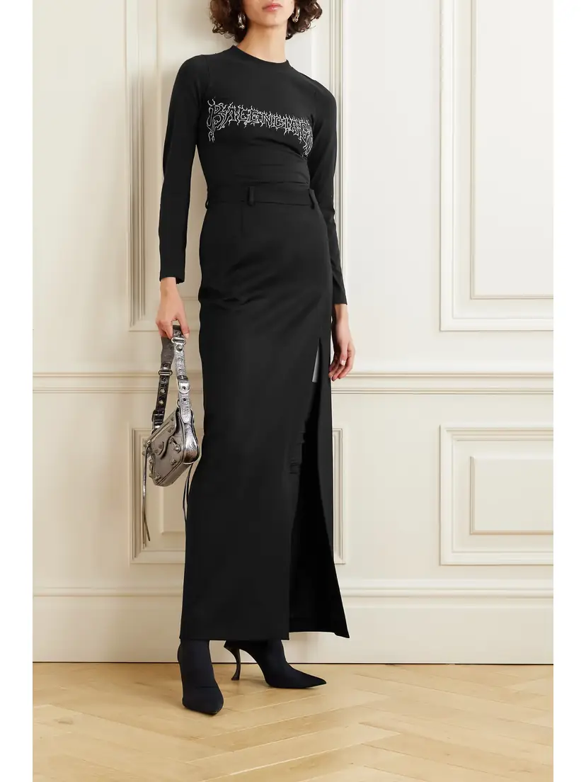 Balenciaga Wrap-effect Wool-gabardine Maxi Skirt | Thumbnail 2 Balenciaga Wrap-effect Wool-gabardine Maxi Skirt | Thumbnail 2