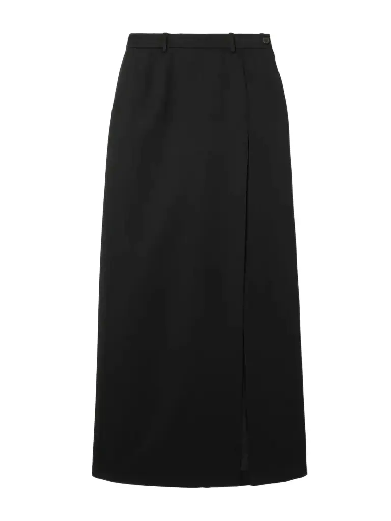 Wrap-effect Wool-gabardine Maxi Skirt