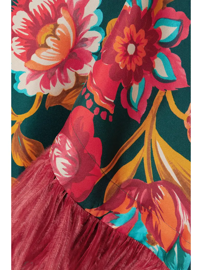 La DoubleJ Feather-trimmed Floral-print Silk-twill Kaftan | Thumbnail 4 La DoubleJ Feather-trimmed Floral-print Silk-twill Kaftan | Thumbnail 4