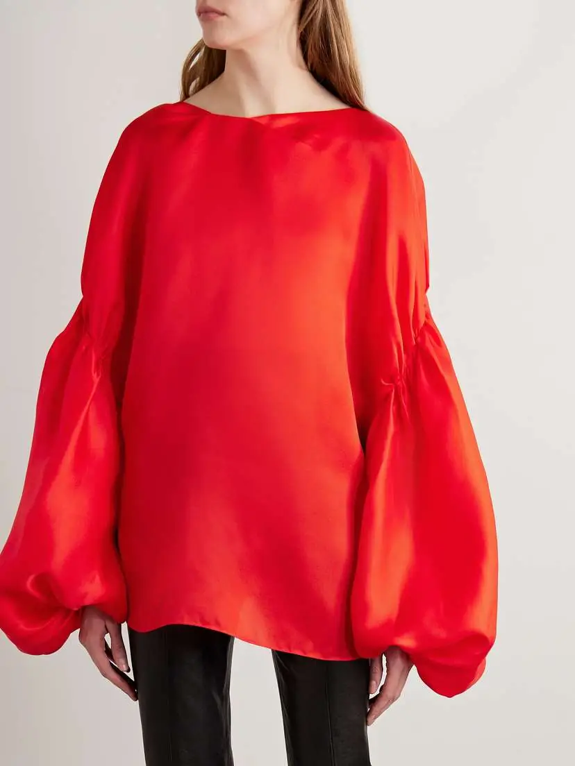 Khaite Quico Oversized Silk Blouse | Thumbnail 3