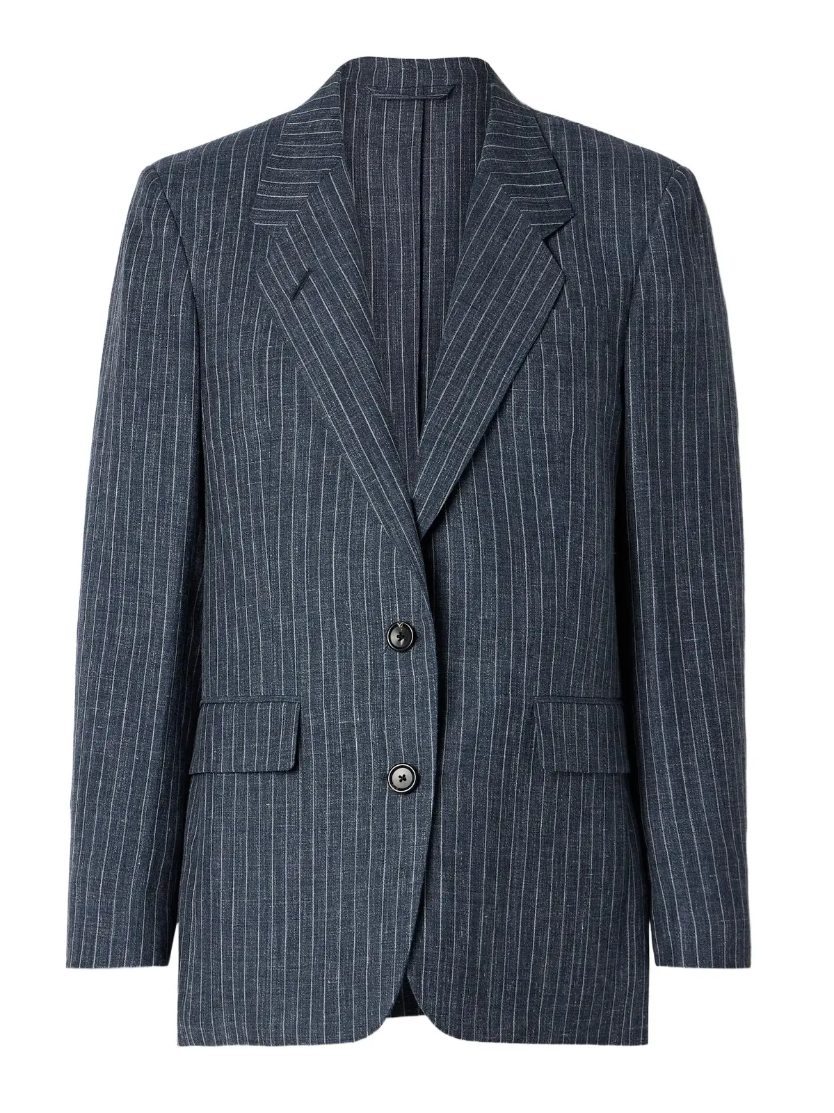 Pinstriped Linen, Wool And Silk-blend Blazer - Blue