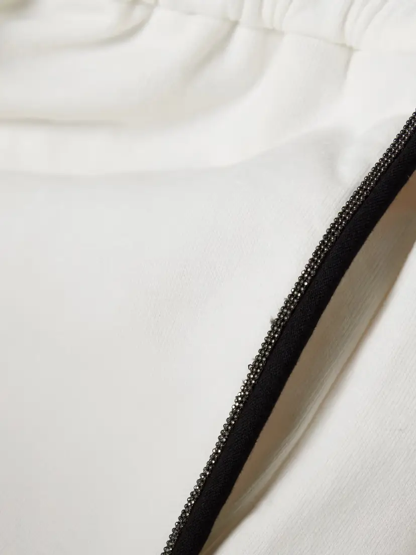 Brunello Cucinelli Tennis Bead-embellished Cotton-jersey Shorts | Thumbnail 4 Brunello Cucinelli Tennis Bead-embellished Cotton-jersey Shorts | Thumbnail 4