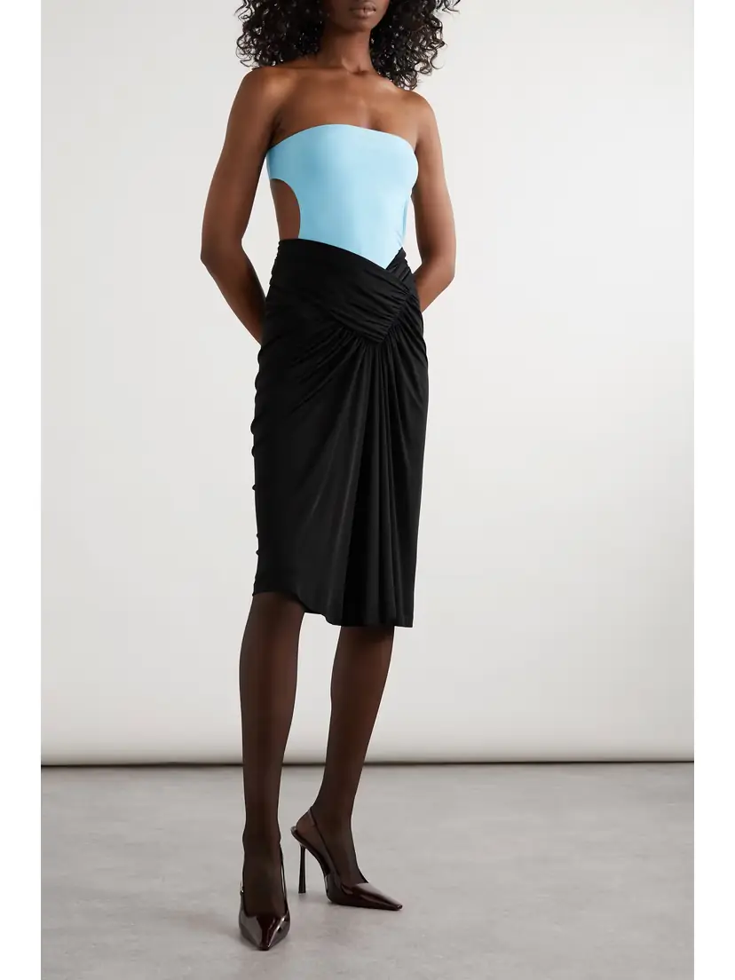 Saint Laurent Asymmetric Draped Jersey Midi Skirt | Thumbnail 2 Saint Laurent Asymmetric Draped Jersey Midi Skirt | Thumbnail 2