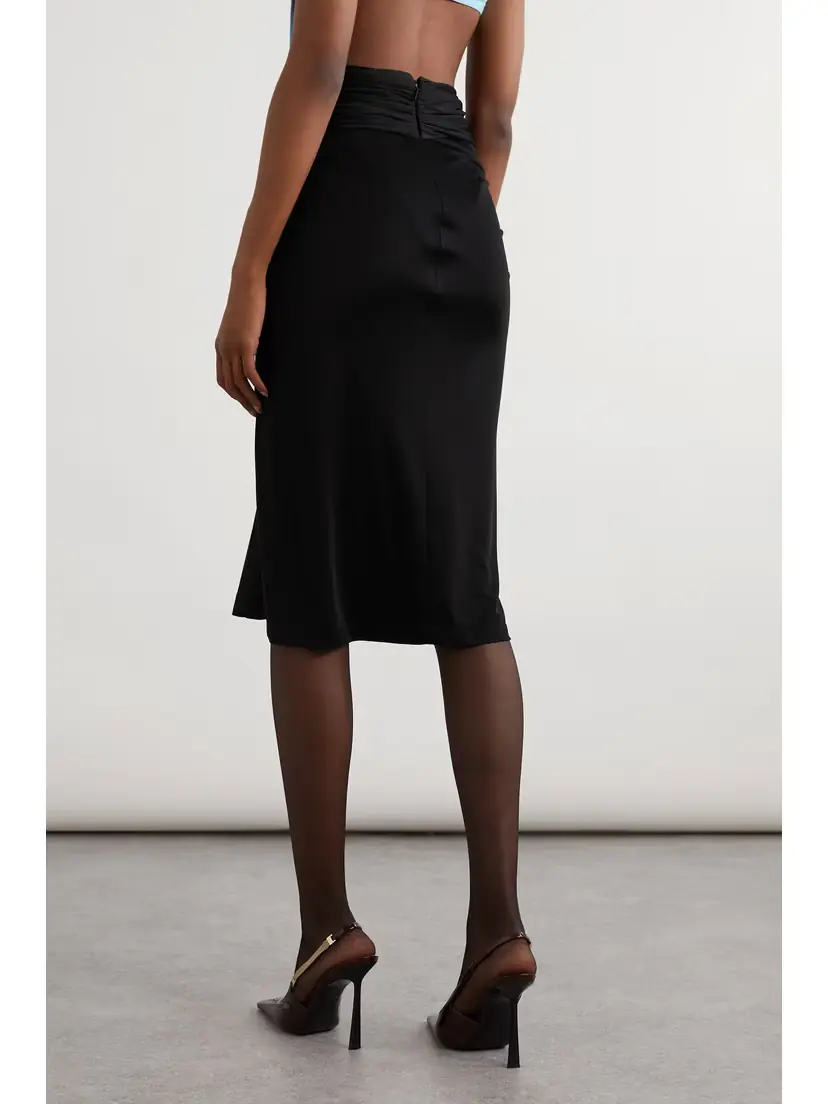 Saint Laurent Asymmetric Draped Jersey Midi Skirt | Thumbnail 3 Saint Laurent Asymmetric Draped Jersey Midi Skirt | Thumbnail 3