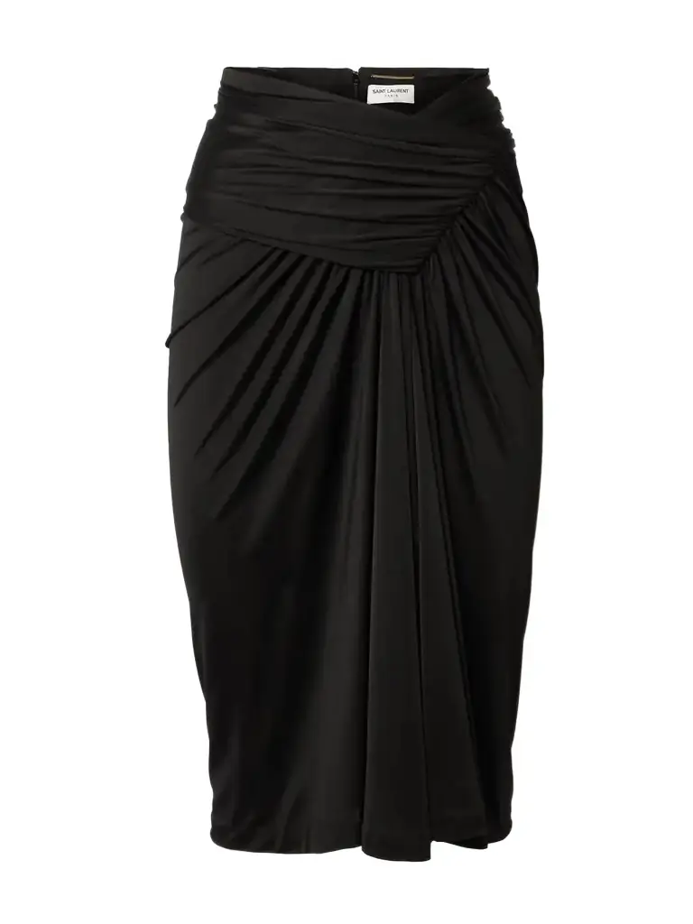 Asymmetric Draped Jersey Midi Skirt