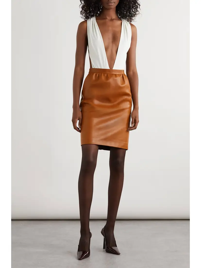 Saint Laurent Gathered Leather Skirt | Thumbnail 2 Saint Laurent Gathered Leather Skirt | Thumbnail 2