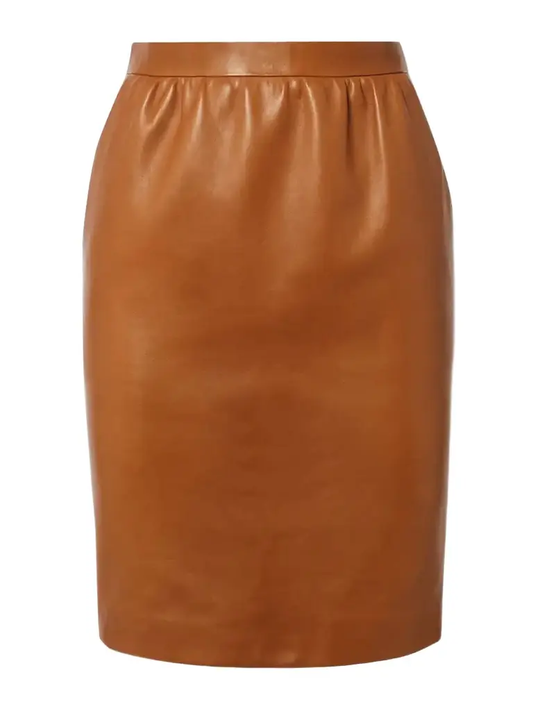 Gathered Leather Skirt