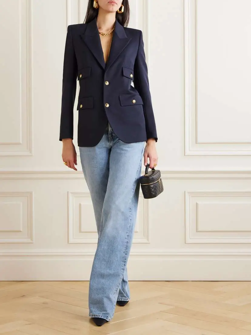 Saint Laurent Grain De Poudre Wool Blazer | Thumbnail 2 Saint Laurent Grain De Poudre Wool Blazer | Thumbnail 2