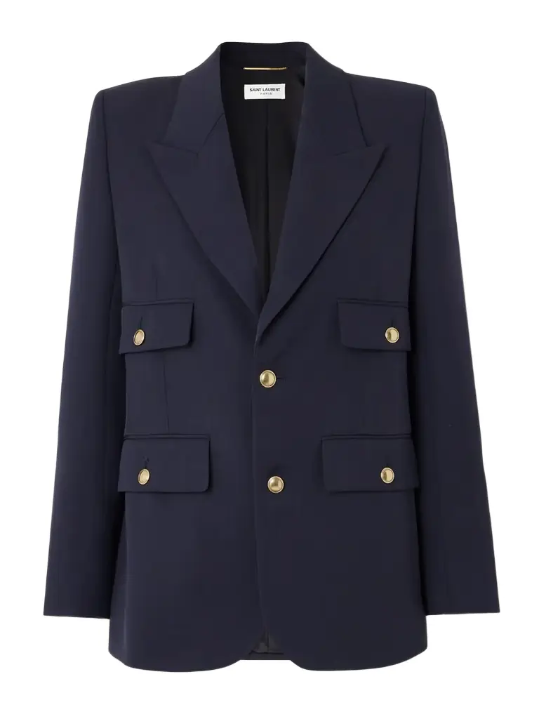 Saint Laurent Grain De Poudre Wool Blazer | Thumbnail 1 Saint Laurent Grain De Poudre Wool Blazer | Thumbnail 1