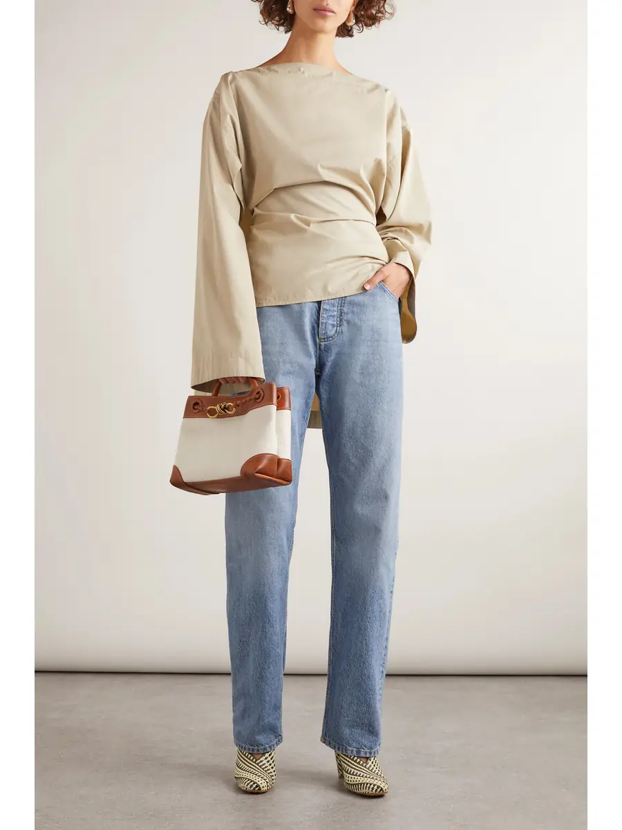 Bottega Veneta Asymmetric Draped Cotton And Silk-blend Top | Thumbnail 2 Bottega Veneta Asymmetric Draped Cotton And Silk-blend Top | Thumbnail 2