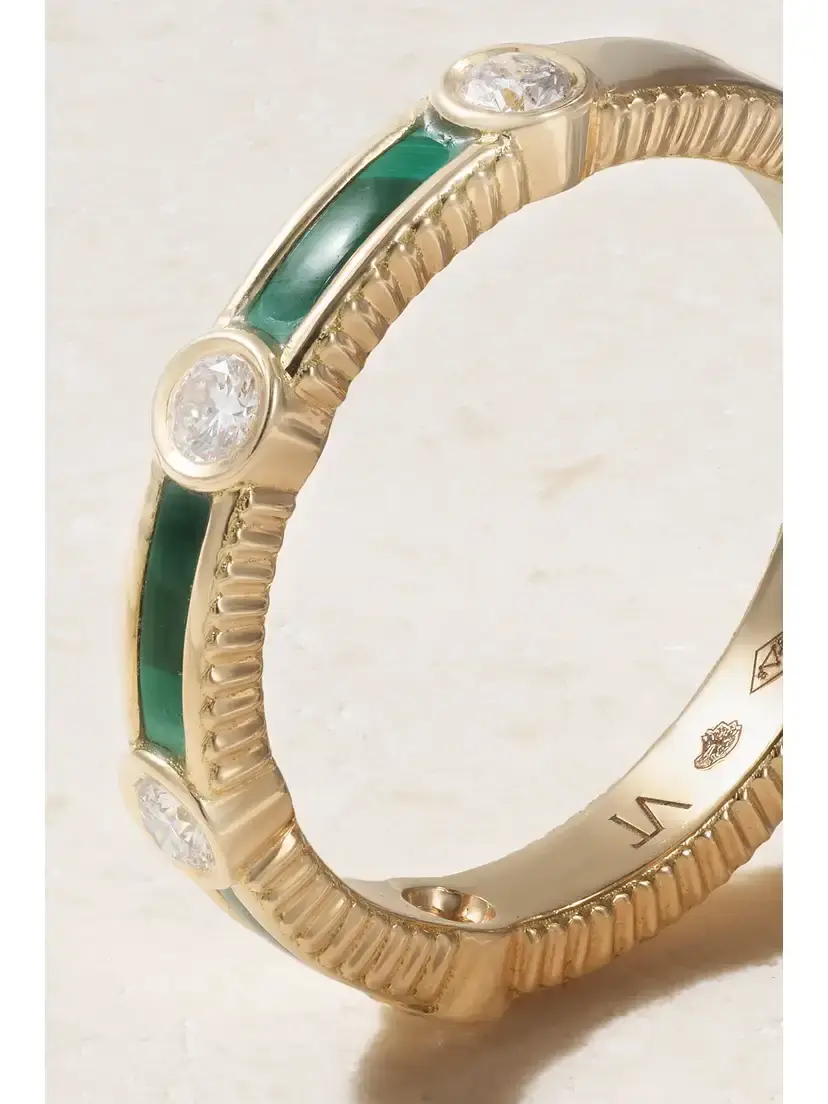 Viltier Rayon 18-karat Gold, Malachite And Diamond Ring | Thumbnail 4 Viltier Rayon 18-karat Gold, Malachite And Diamond Ring | Thumbnail 4