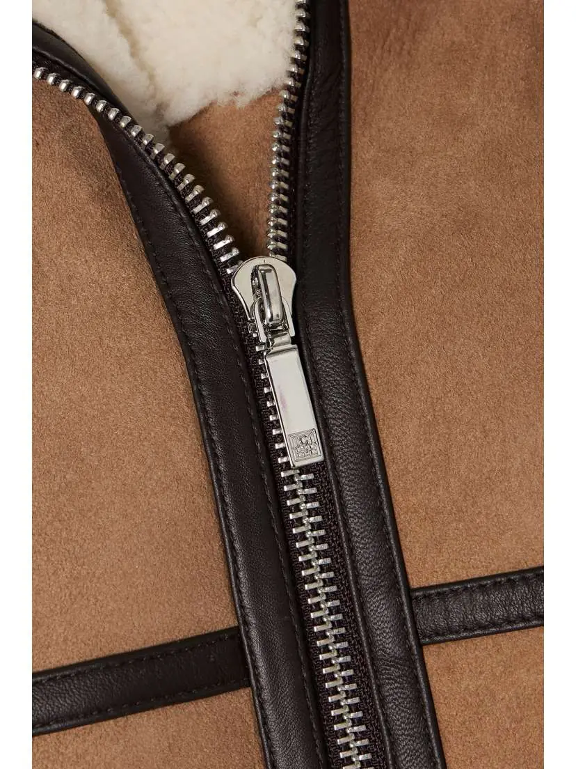 TOTEME + Net Sustain Leather-trimmed Shearling Jacket | Thumbnail 5 TOTEME + Net Sustain Leather-trimmed Shearling Jacket | Thumbnail 5