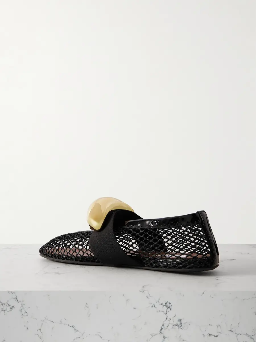 Alaïa Embellished Patent Leather-trimmed Mesh Ballet Flats | Thumbnail 3 Alaïa Embellished Patent Leather-trimmed Mesh Ballet Flats | Thumbnail 3