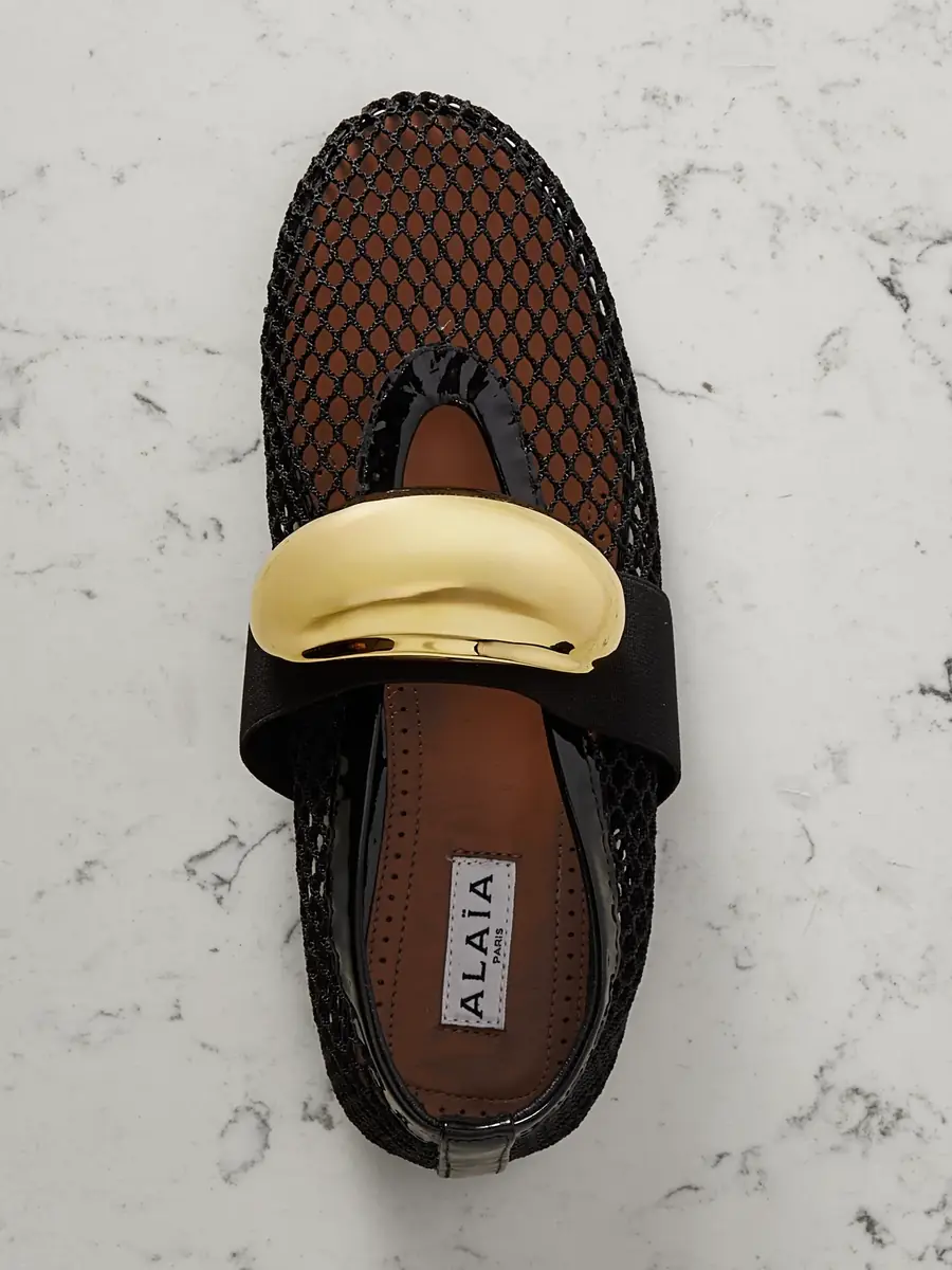 Alaïa Embellished Patent Leather-trimmed Mesh Ballet Flats | Thumbnail 5 Alaïa Embellished Patent Leather-trimmed Mesh Ballet Flats | Thumbnail 5