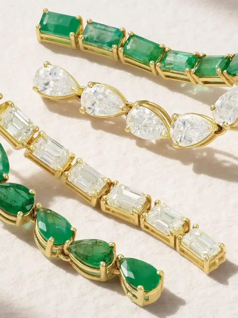 SHAY Mixed 18-karat Gold, Emerald And Diamond Earrings - Green | Thumbnail 4 SHAY Mixed 18-karat Gold, Emerald And Diamond Earrings - Green | Thumbnail 4