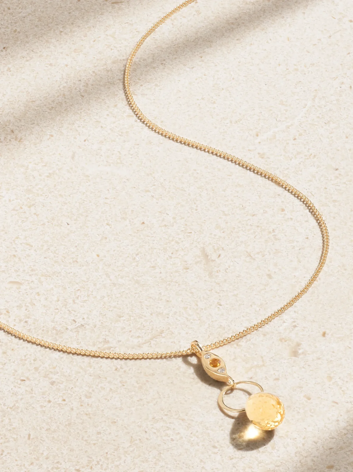 14-karat Recycled Gold, Diamond And Citrine Necklace 14-karat Recycled Gold, Diamond And Citrine Necklace