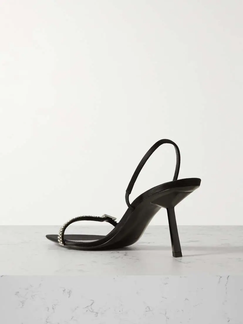 Saint Laurent Rendez-vous Crystal-embellished Satin Slingback Sandals - EU 42 | Thumbnail 3 Saint Laurent Rendez-vous Crystal-embellished Satin Slingback Sandals - EU 42 | Thumbnail 3