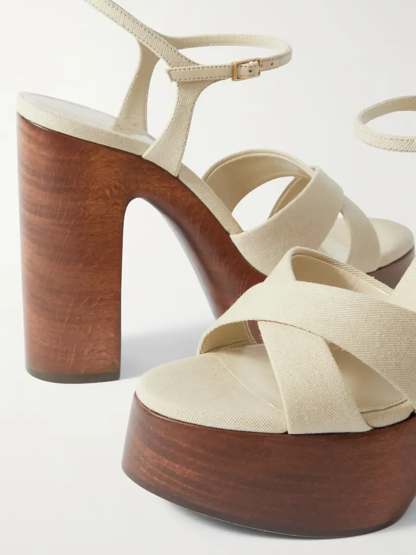 Saint Laurent Bianca Canvas Platform Sandals | Thumbnail 4 Saint Laurent Bianca Canvas Platform Sandals | Thumbnail 4