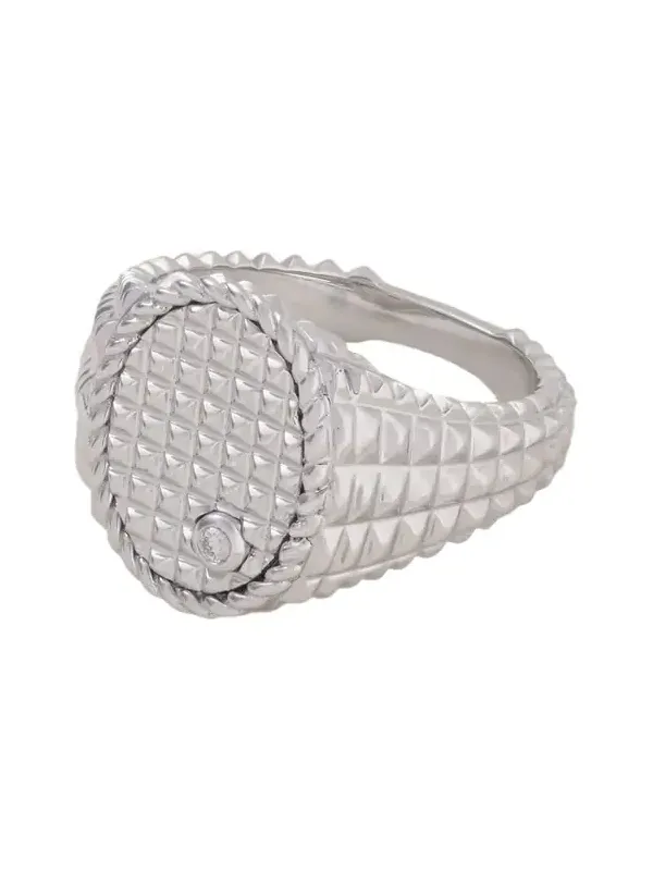 9-karat White Gold Diamond Signet Ring 9-karat White Gold Diamond Signet Ring