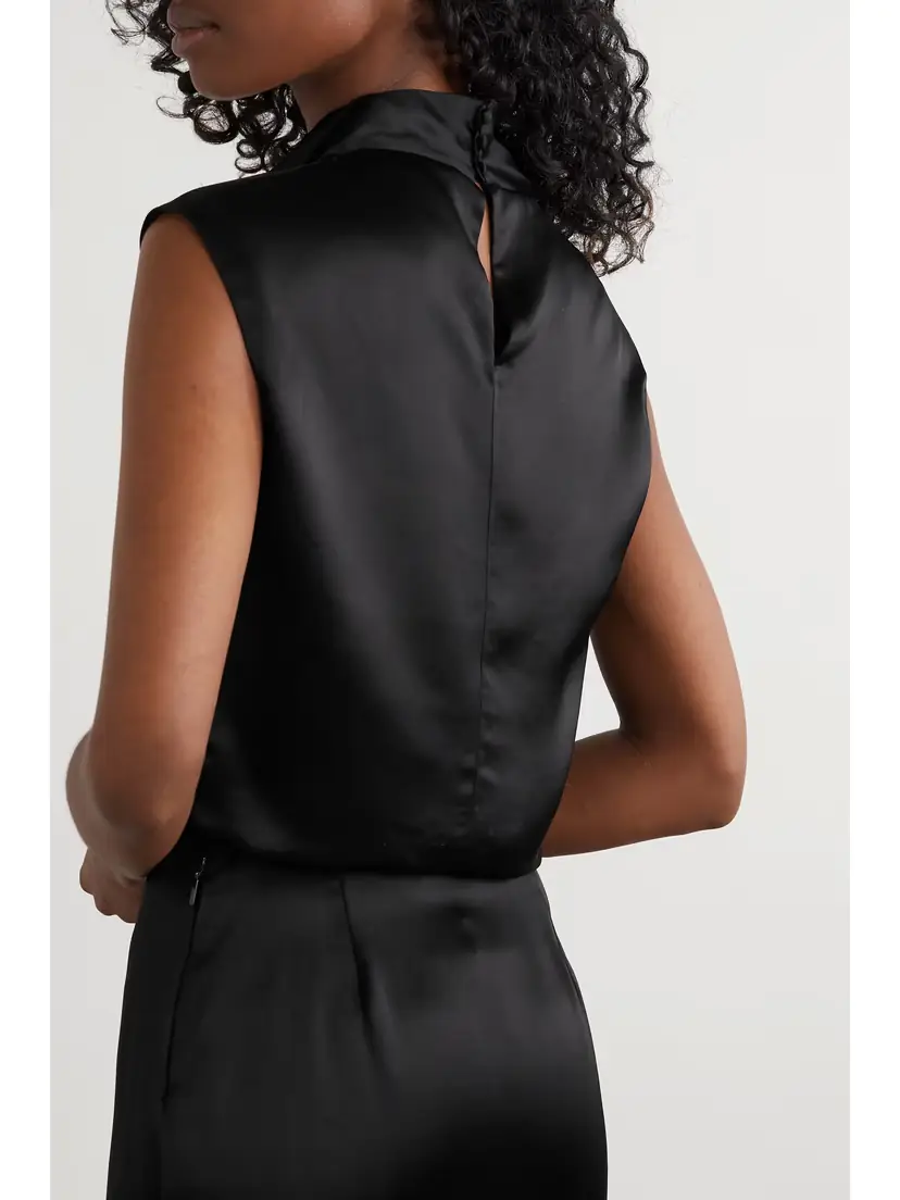 Saint Laurent Cropped Draped Satin Blouse | Thumbnail 3