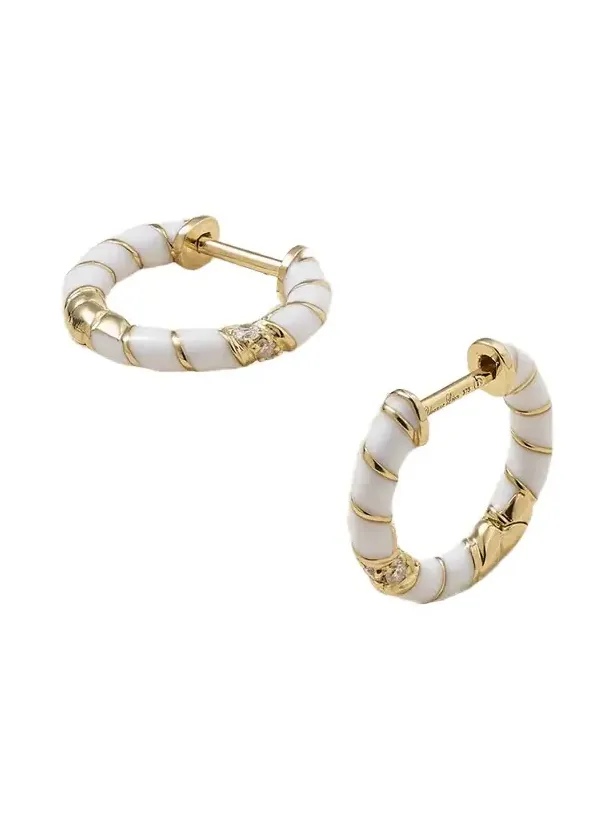9-karat Gold, Enamel And Diamond Hoop Earrings