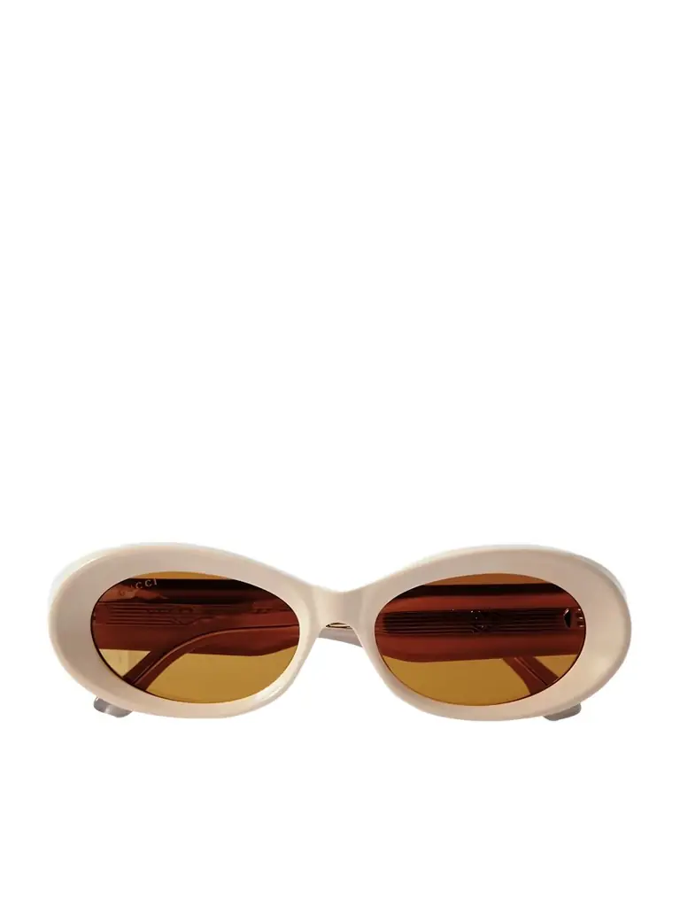 Oval-frame Embellished Acetate Sunglasses