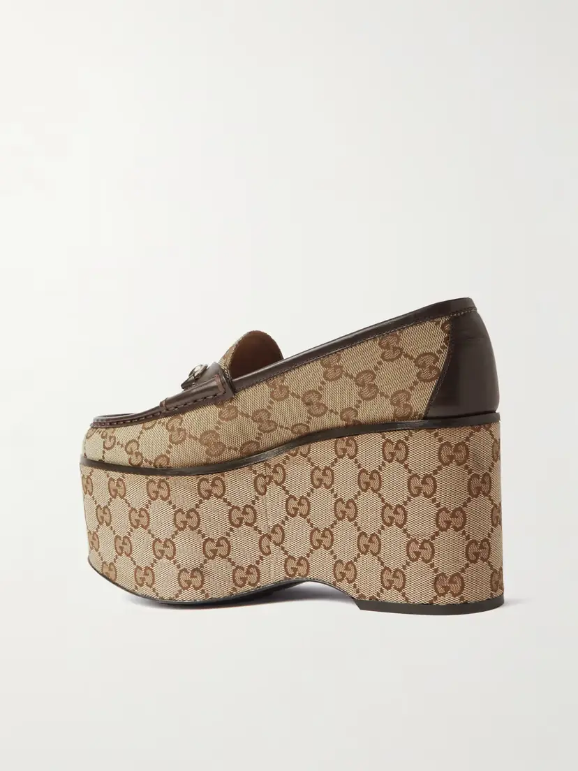 Gucci Horsebit Leather-trimmed Canvas-jacquard Platform Loafers | Thumbnail 3 Gucci Horsebit Leather-trimmed Canvas-jacquard Platform Loafers | Thumbnail 3