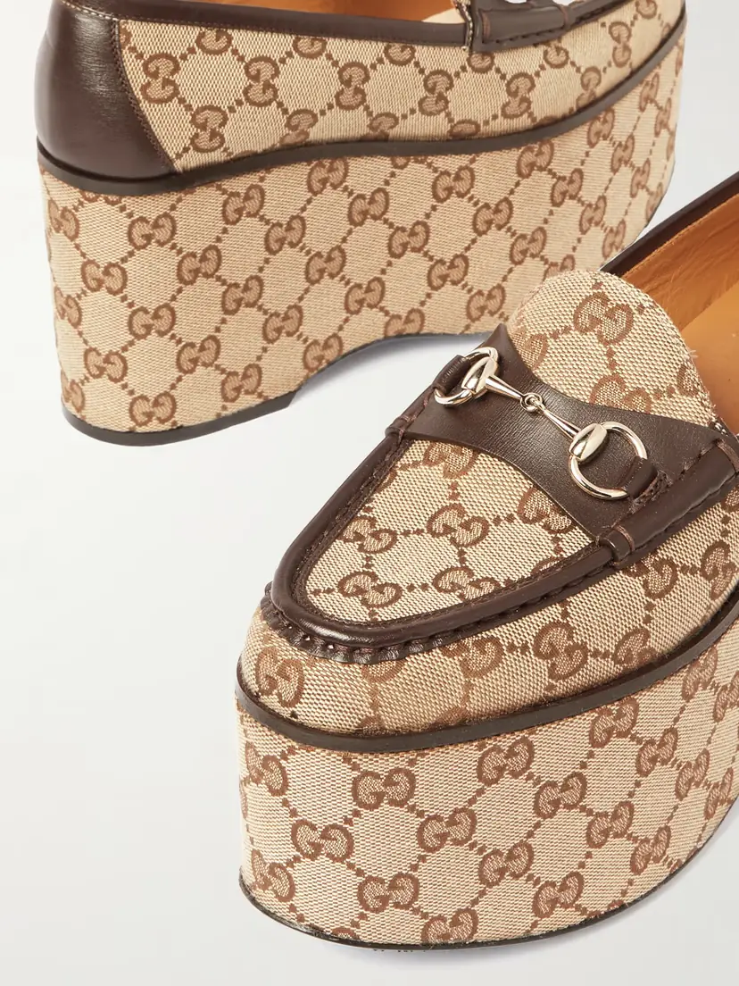 Gucci Horsebit Leather-trimmed Canvas-jacquard Platform Loafers | Thumbnail 4 Gucci Horsebit Leather-trimmed Canvas-jacquard Platform Loafers | Thumbnail 4
