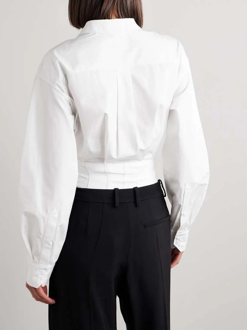 Mugler Jersey-trimmed Cotton-poplin Thong Bodysuit | Thumbnail 3 Mugler Jersey-trimmed Cotton-poplin Thong Bodysuit | Thumbnail 3