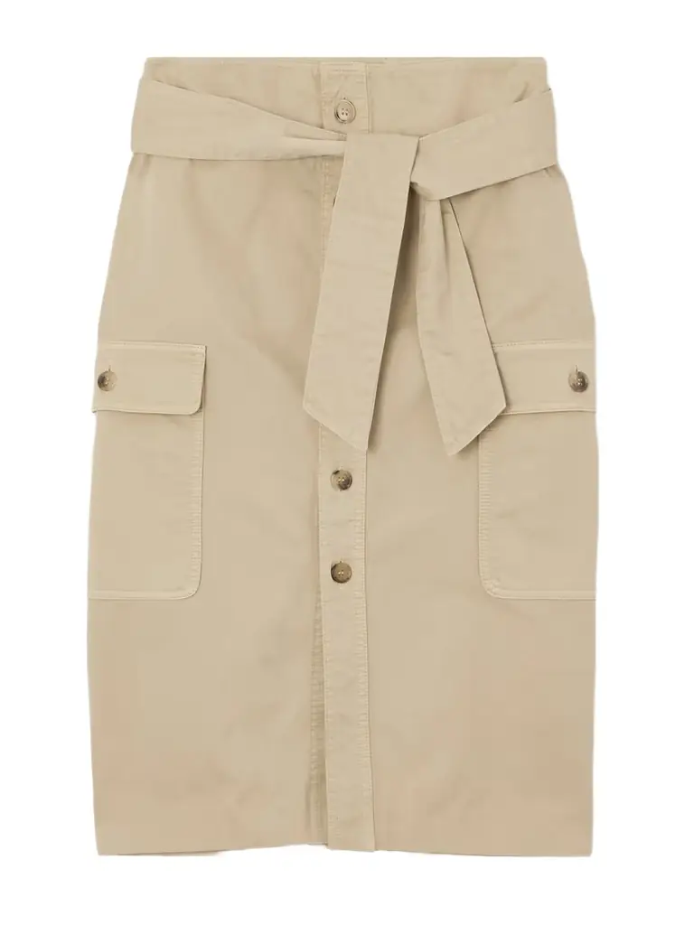 Saharienne Tie-detailed Cotton-twill Midi Skirt