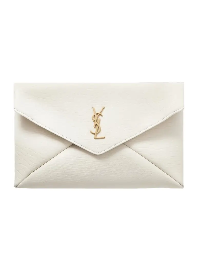 Saint Laurent Cassandre Large Textured-leather Clutch | Image 1 Saint Laurent Cassandre Large Textured-leather Clutch | Image 1